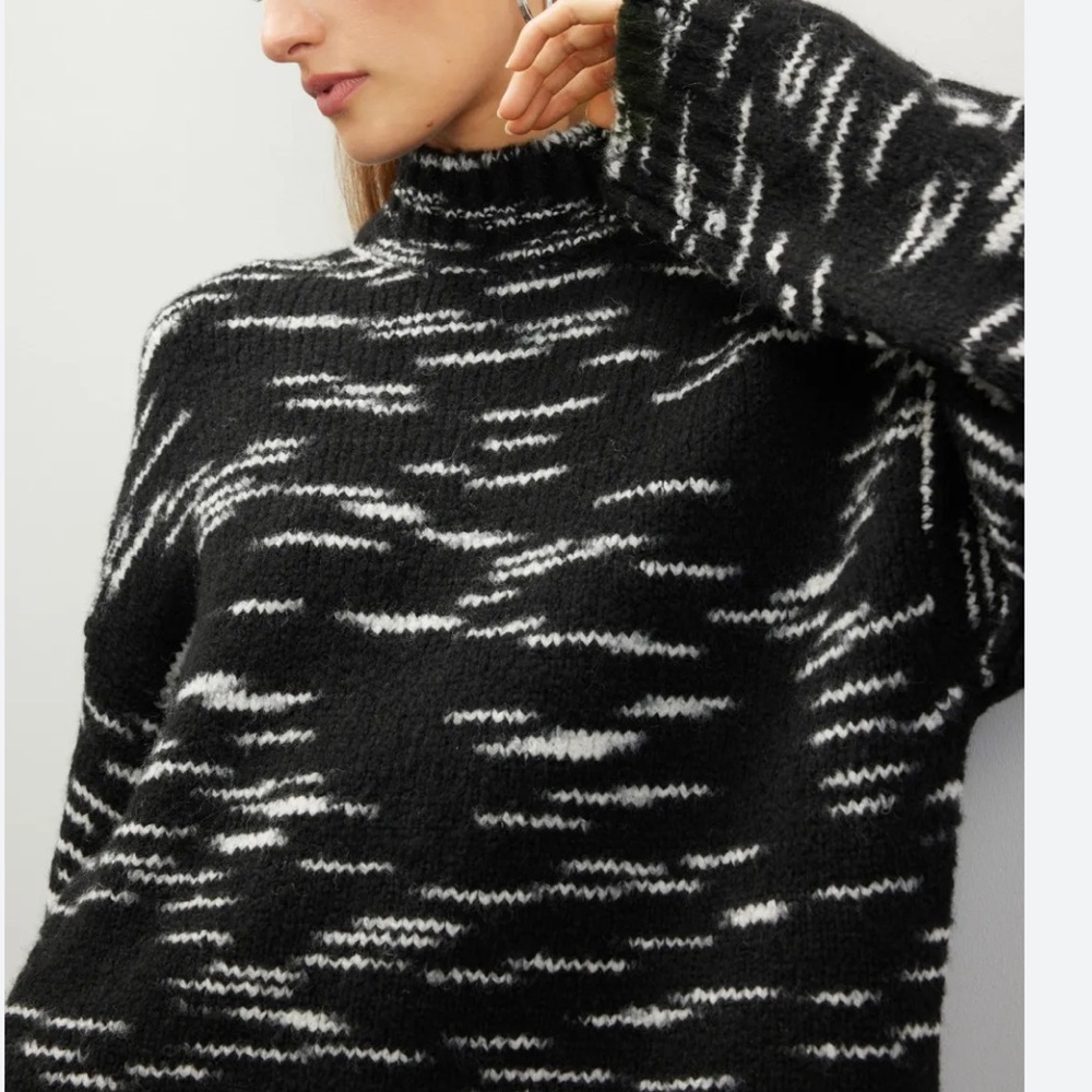INTERMIX Black and White Turtleneck Sweater